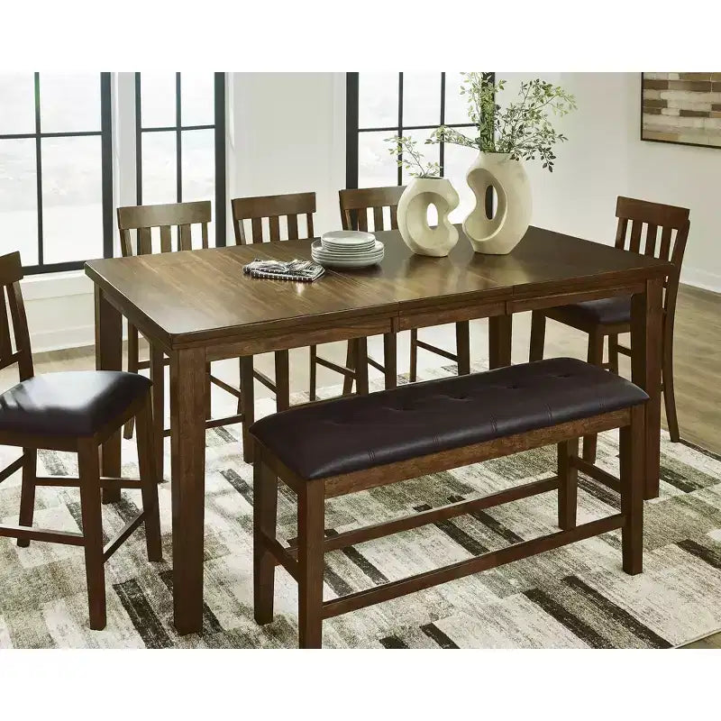 Panca da Pranzo Imbottita ad Altezza Bancone Signature Design by Ashley Ralene, Sedile in Similpelle, Finitura Marrone Medio