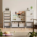 Storage Organizer 8 storage cabinet Removable Toy Bins, 4-Tier Book organizers Storage and 2 cabinet storage for Playroom, Bedroom, Kids Room