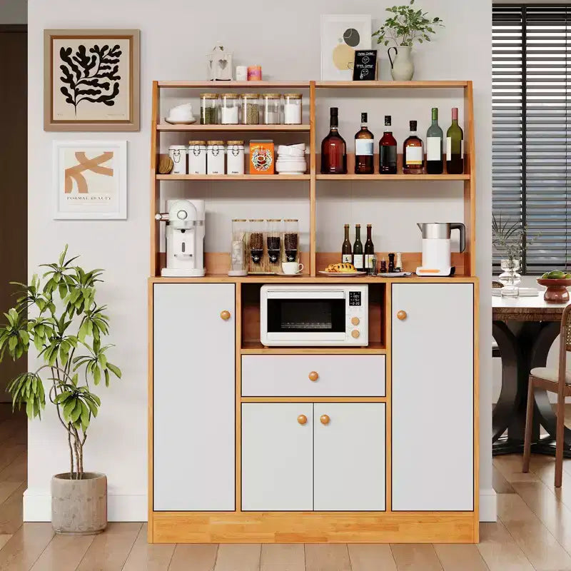 Madia credenza in legno, mobile dispensa da cucina autoportante, grande armadio/mobiletto per la preparazione del caffè per ingresso, sala da pranzo, soggiorno