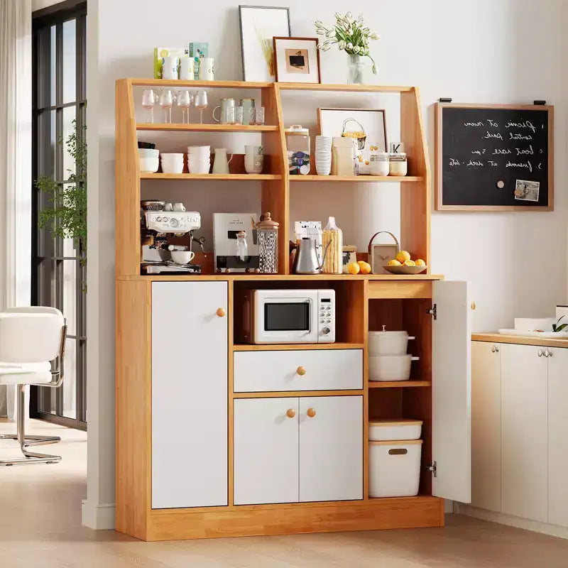 Madia credenza in legno, mobile dispensa da cucina autoportante, grande armadio/mobiletto per la preparazione del caffè per ingresso, sala da pranzo, soggiorno