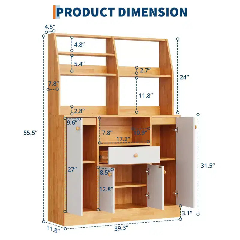 Madia credenza in legno, mobile dispensa da cucina autoportante, grande armadio/mobiletto per la preparazione del caffè per ingresso, sala da pranzo, soggiorno