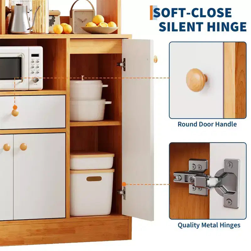 Madia credenza in legno, mobile dispensa da cucina autoportante, grande armadio/mobiletto per la preparazione del caffè per ingresso, sala da pranzo, soggiorno
