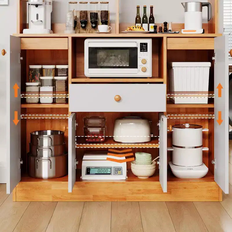 Madia credenza in legno, mobile dispensa da cucina autoportante, grande armadio/mobiletto per la preparazione del caffè per ingresso, sala da pranzo, soggiorno