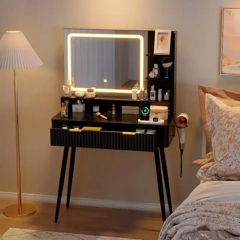 31.5 Makeup Vanity Desk, Dressing Table with 2 Drawers, Makeup Desk for Bedroom Storage and Organization