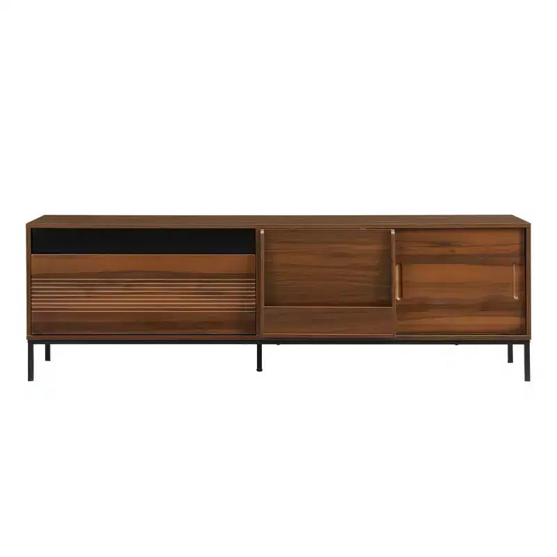 Mobile porta TV moderno per televisori fino a 75 pollici, mobile TV in legno da 70,8 pollici con contenitore e anta scorrevole, mobile console multimediale per soggiorno e camera da letto