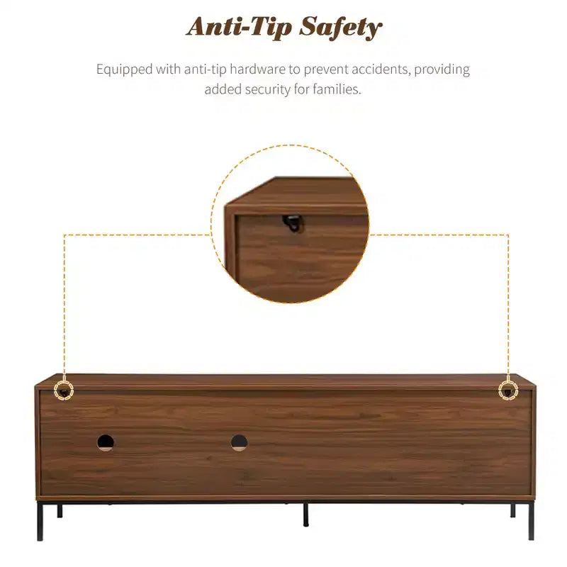 Mobile porta TV moderno per televisori fino a 75 pollici, mobile TV in legno da 70,8 pollici con contenitore e anta scorrevole, mobile console multimediale per soggiorno e camera da letto