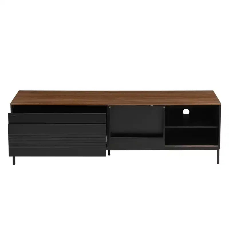 Mobile porta TV moderno per televisori fino a 75 pollici, mobile TV in legno da 70,8 pollici con contenitore e anta scorrevole, mobile console multimediale per soggiorno e camera da letto
