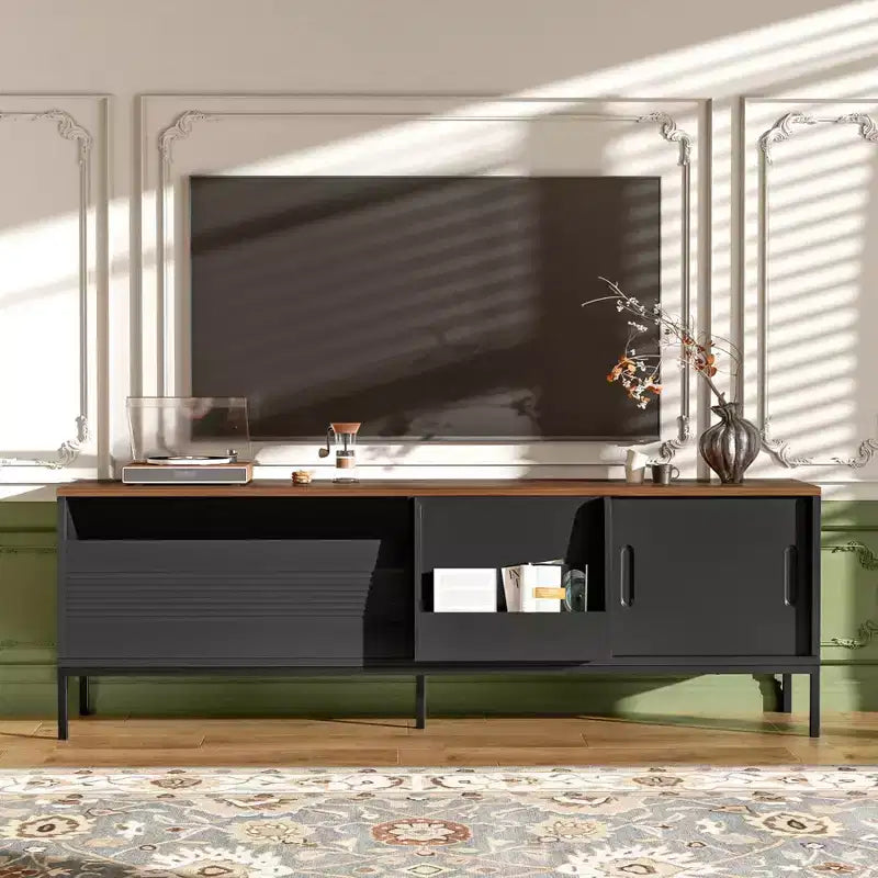 Modern TV Stand for TVs up to 75, 70.8'' Wooden Entertainment Center with Storage & Sliding Door, Media Console Table for Living Room Bedroom