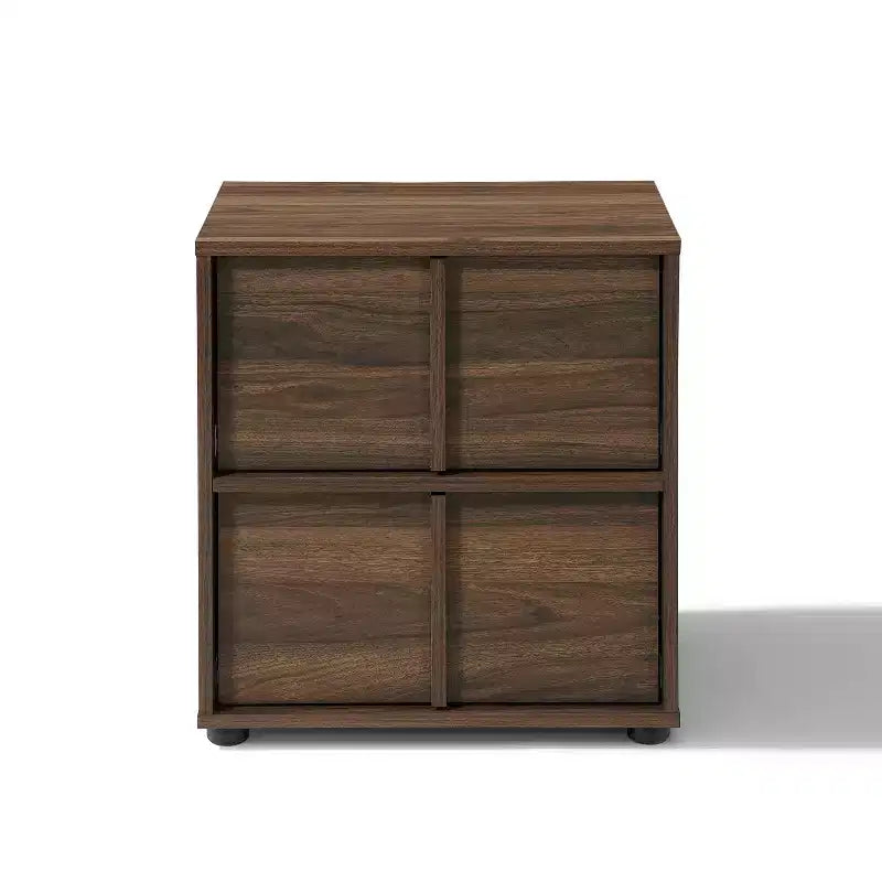 LuxenHome 21.65 Walnut Nightstand & End Table with Two-Drawer Storage in Durable Manufactured Wood Brown