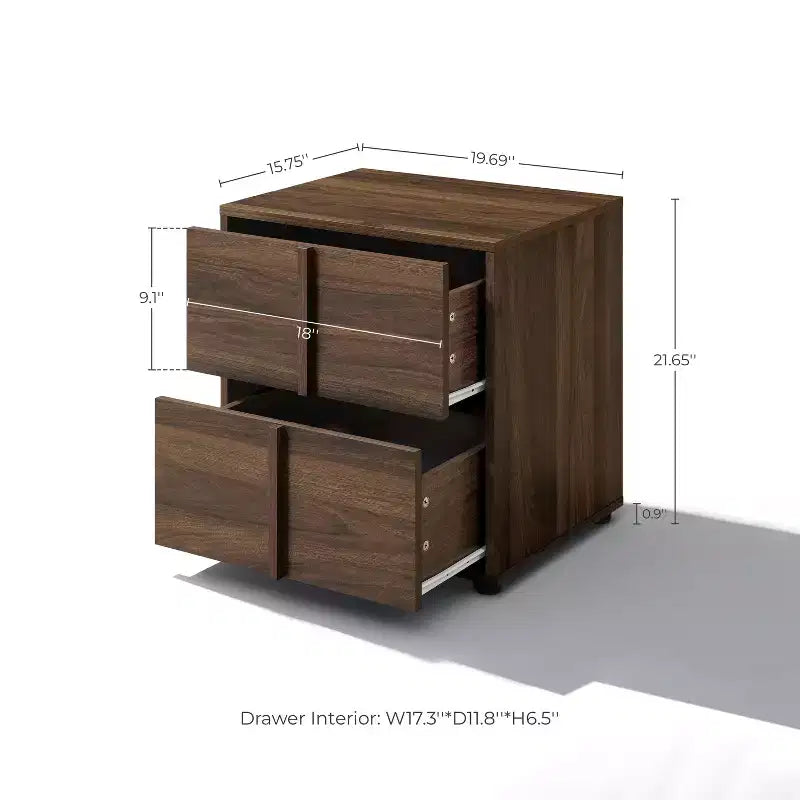 Comodino e tavolino laterale LuxenHome da 21,65" in noce con due cassetti in resistente legno ingegnerizzato, marrone