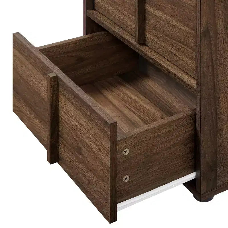 Comodino e tavolino laterale LuxenHome da 21,65" in noce con due cassetti in resistente legno ingegnerizzato, marrone