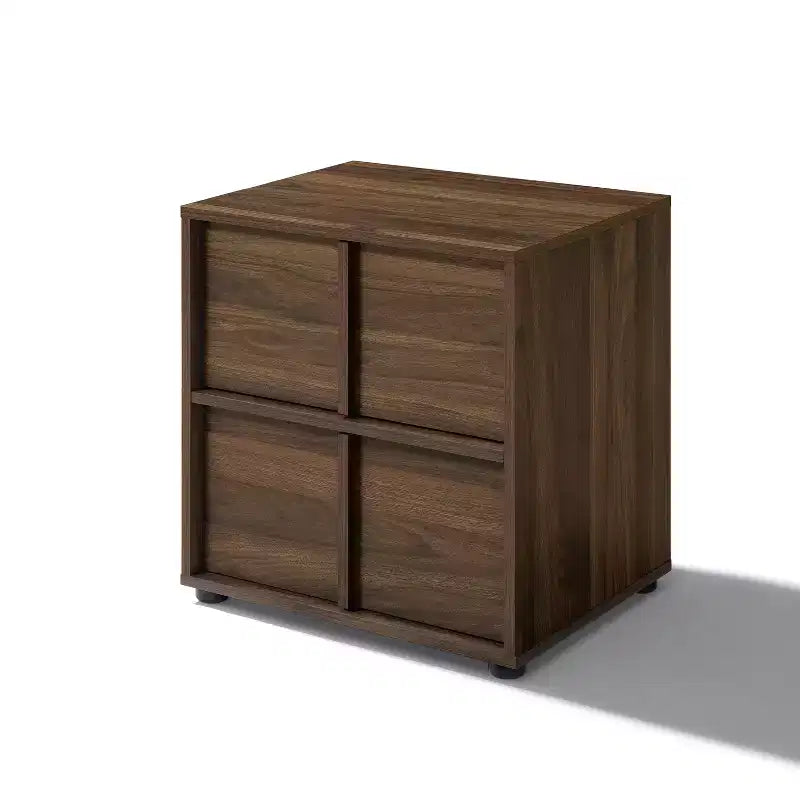 Comodino e tavolino laterale LuxenHome da 21,65" in noce con due cassetti in resistente legno ingegnerizzato, marrone