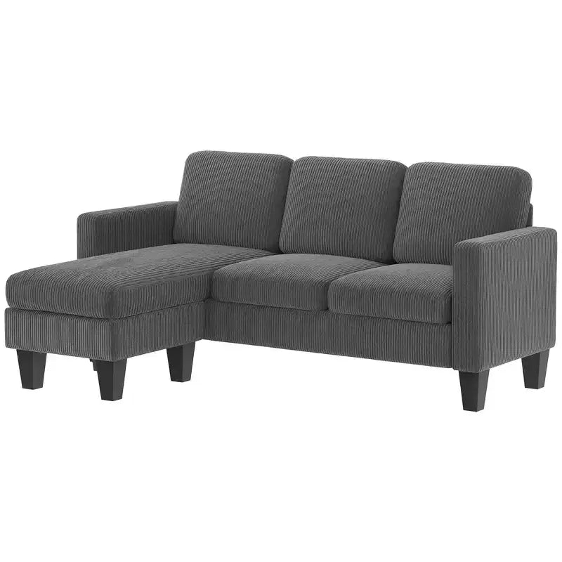HOMCOM Divano Sezionale a 73 Posti, Divano a L con Chaise Longue Reversibile o Pouf