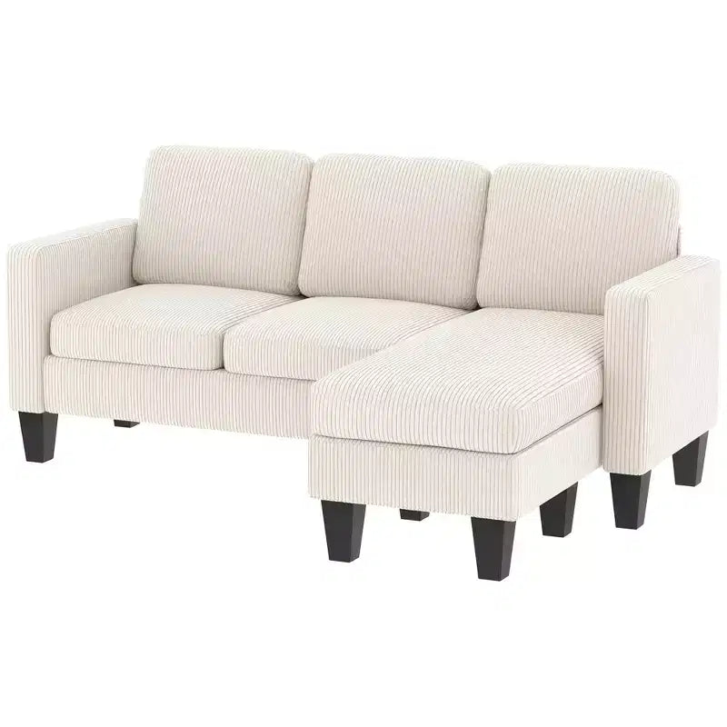 HOMCOM Divano Sezionale a 73 Posti, Divano a L con Chaise Longue Reversibile o Pouf