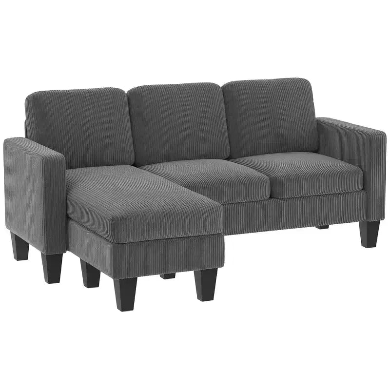 HOMCOM Divano Sezionale a 73 Posti, Divano a L con Chaise Longue Reversibile o Pouf