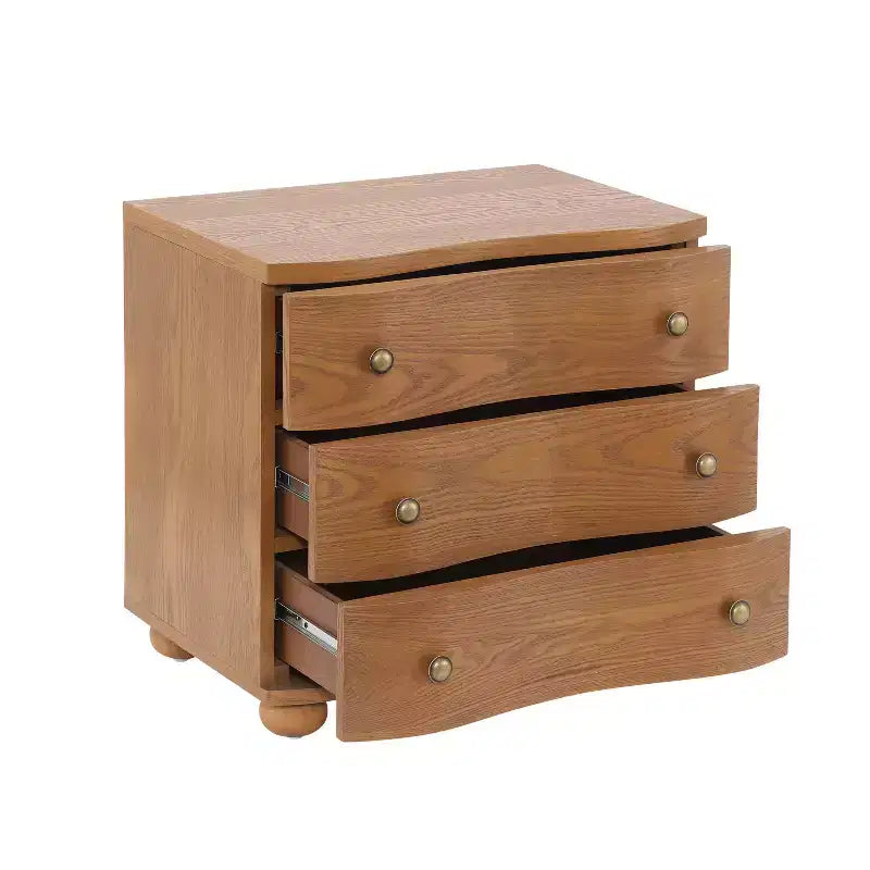 Christopher Knight Home Comodino moderno in legno Chaeryeong a 3 cassetti con design a frontale curvo
