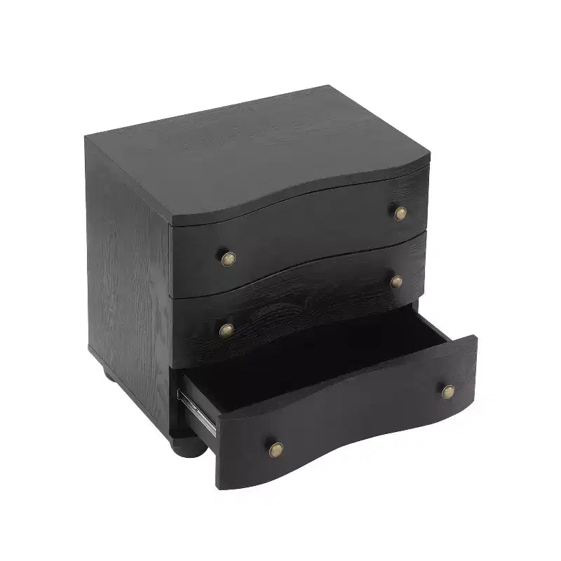 Christopher Knight Home Comodino moderno in legno Chaeryeong a 3 cassetti con design a frontale curvo