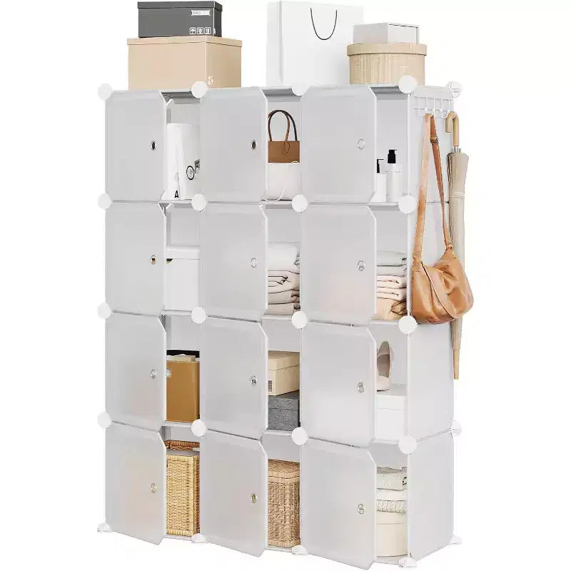 Detachable 8-Tier Shoe Rack, 32-Pair Expandable Organizer with Door for Entryway & Bedroom, Blue