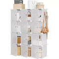 Detachable 8-Tier Shoe Rack, 32-Pair Expandable Organizer with Door for Entryway & Bedroom, Blue