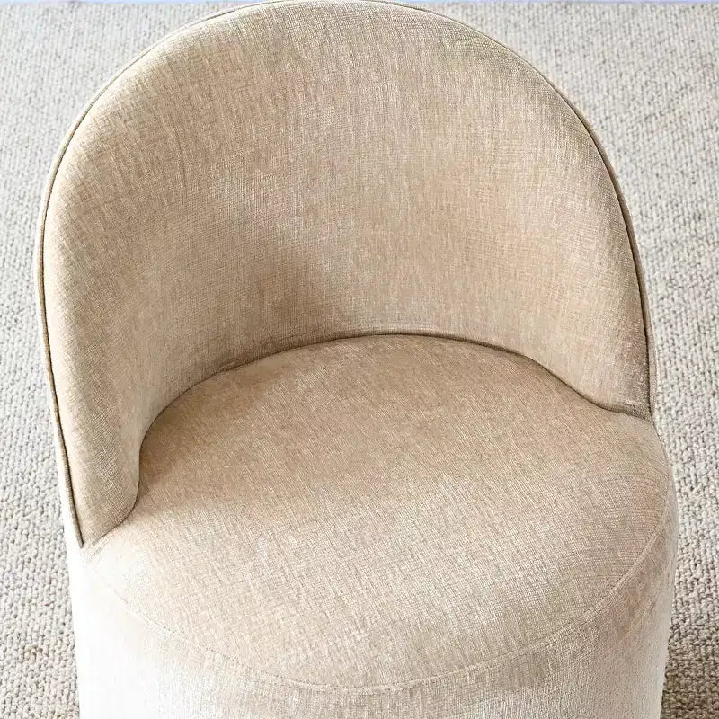 Set da Pranzo 5 Pezzi per 4 Persone, Sedie Moderne a Barilotto con Ruote e Rivestimento in Ciniglia, Tavolo Rotondo con Basamento Nero-Panipeachy