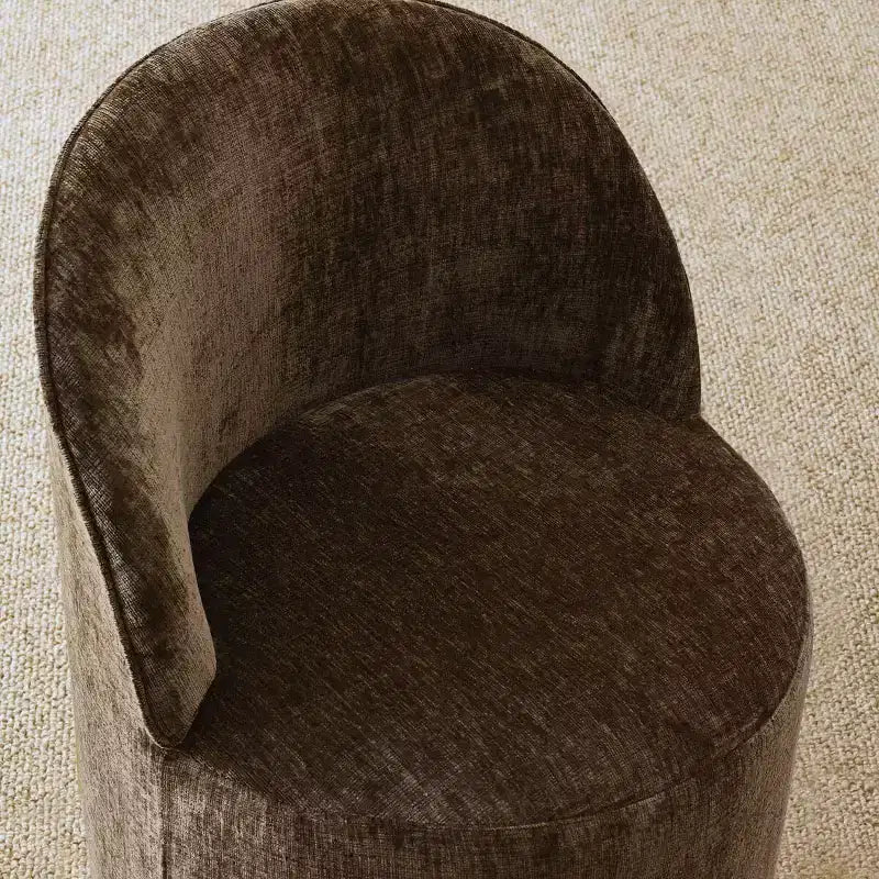 Set da Pranzo 5 Pezzi per 4 Persone, Sedie Moderne a Barilotto con Ruote e Rivestimento in Ciniglia, Tavolo Rotondo con Basamento Nero-Panipeachy