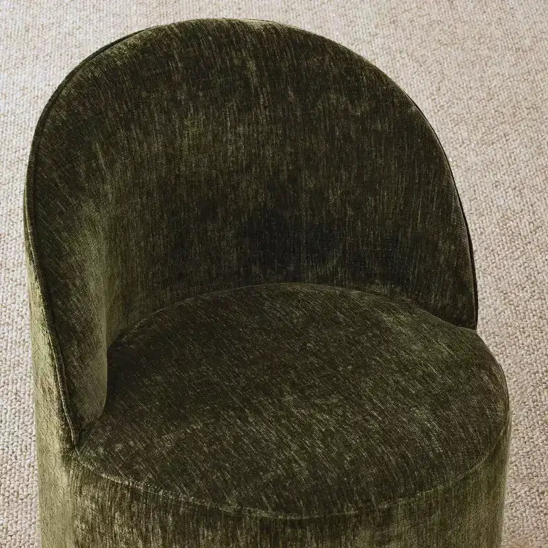 Set da Pranzo 5 Pezzi per 4 Persone, Sedie Moderne a Barilotto con Ruote e Rivestimento in Ciniglia, Tavolo Rotondo con Basamento Nero-Panipeachy