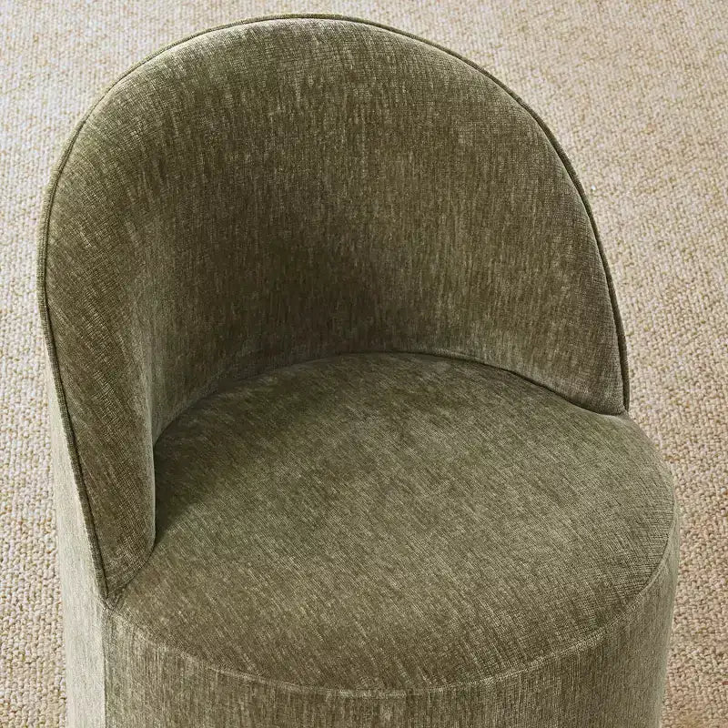Set da Pranzo 5 Pezzi per 4 Persone, Sedie Moderne a Barilotto con Ruote e Rivestimento in Ciniglia, Tavolo Rotondo con Basamento Nero-Panipeachy