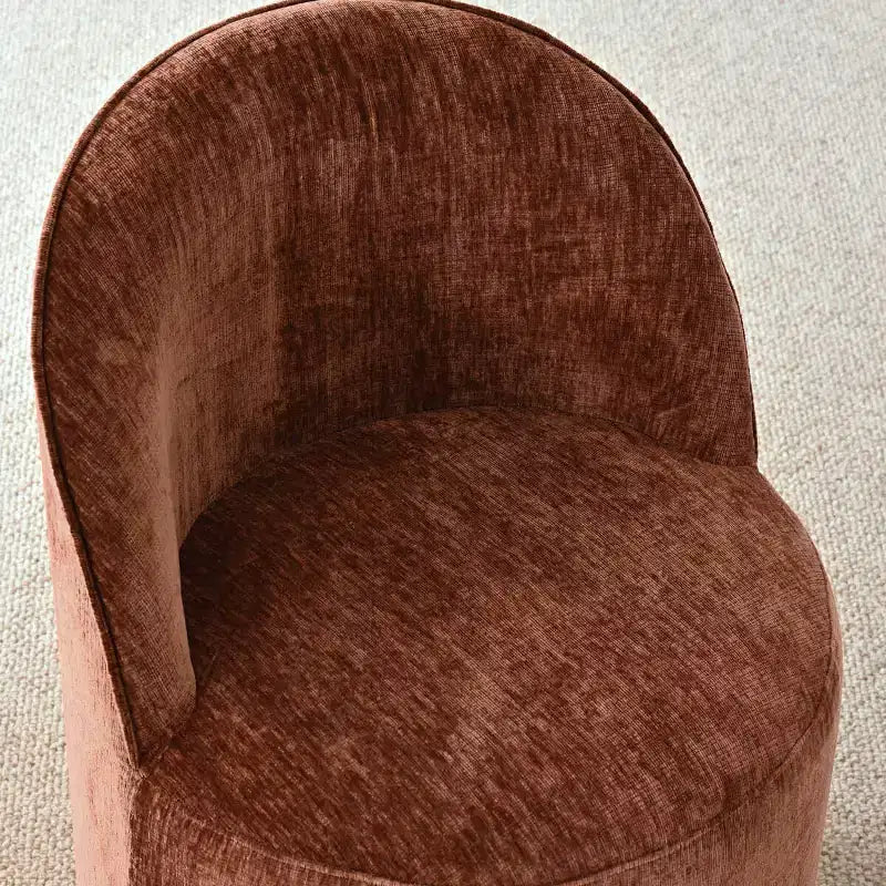 Set da Pranzo 5 Pezzi per 4 Persone, Sedie Moderne a Barilotto con Ruote e Rivestimento in Ciniglia, Tavolo Rotondo con Basamento Nero-Panipeachy
