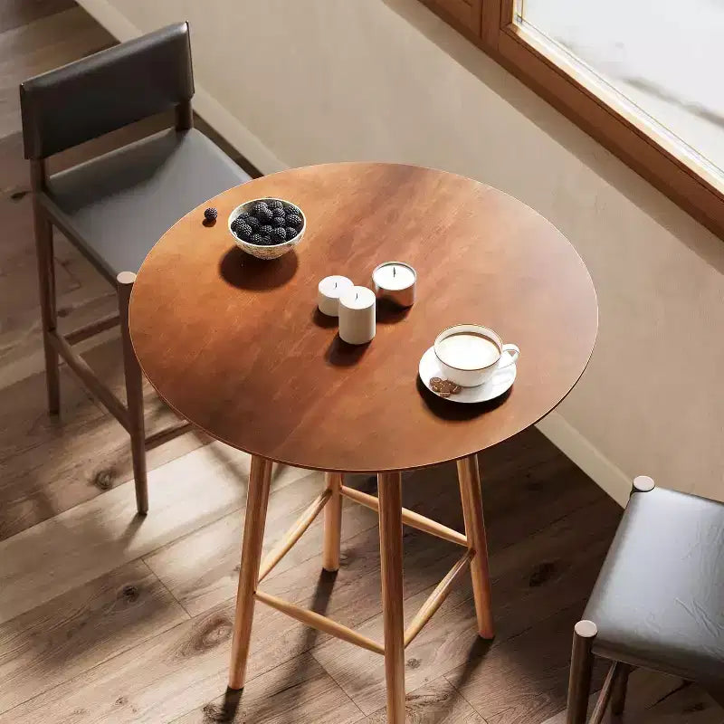 Tavolo da Bar Lantine in Legno Massello, Tavolo Bistrò Rotondo da 99,99 cm con Struttura Robusta, per Soggiorno, Sala da Pranzo, Spazi Piccoli (Noce Rustico)