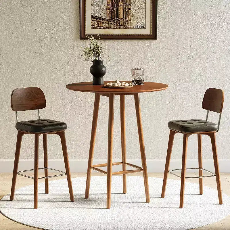 Tavolo da Bar Lantine in Legno Massello, Tavolo Bistrò Rotondo da 99,99 cm con Struttura Robusta, per Soggiorno, Sala da Pranzo, Spazi Piccoli (Noce Rustico)