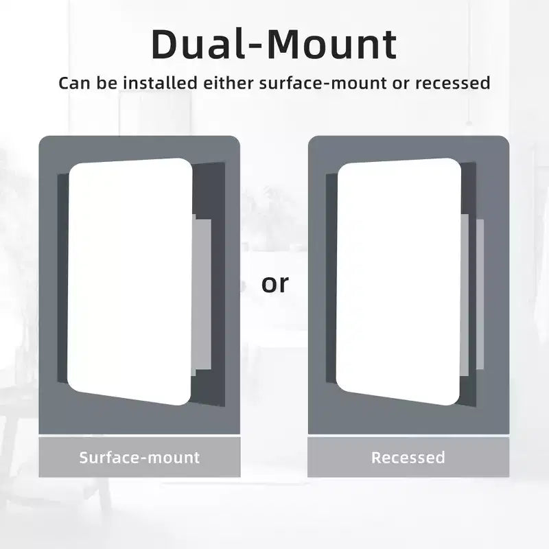 Mobiletto a specchio con cornice rettangolare arrotondata in ferro battuto bianco da 19,5 x 29,64 pollici, mobiletto a specchio da parete per bagno
