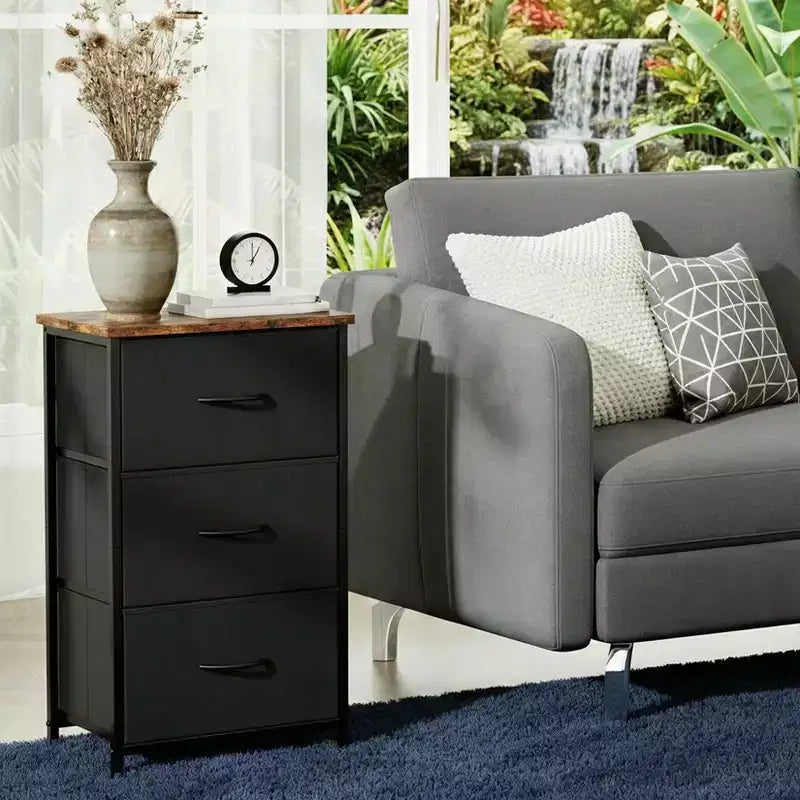 Comò elegante a 3 cassetti con cassetti in tessuto rimovibili, contenitore multifunzione per soggiorno, camera da letto, corridoio, armadio, ingresso