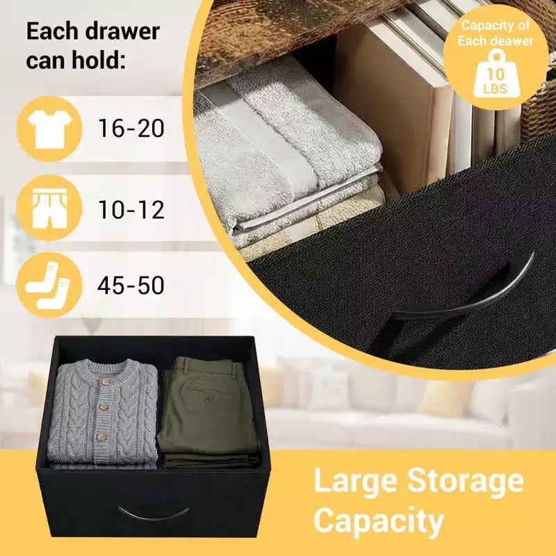 Comò elegante a 3 cassetti con cassetti in tessuto rimovibili, contenitore multifunzione per soggiorno, camera da letto, corridoio, armadio, ingresso