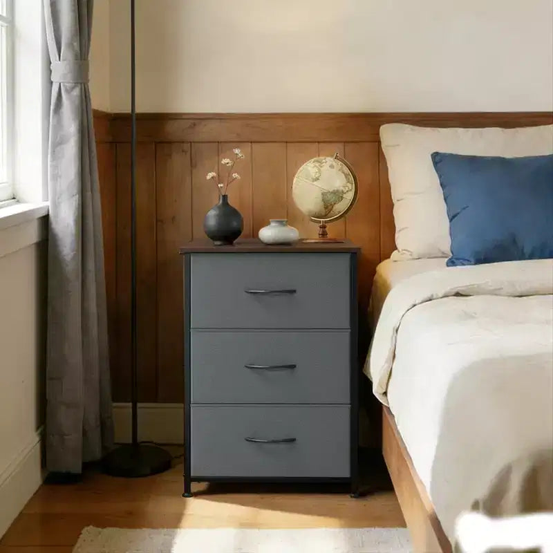Comò elegante a 3 cassetti con cassetti in tessuto rimovibili, contenitore multifunzione per soggiorno, camera da letto, corridoio, armadio, ingresso