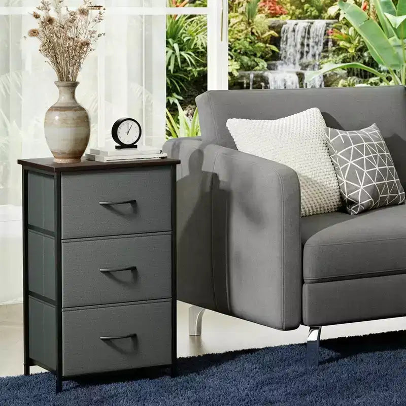 Comò elegante a 3 cassetti con cassetti in tessuto rimovibili, contenitore multifunzione per soggiorno, camera da letto, corridoio, armadio, ingresso