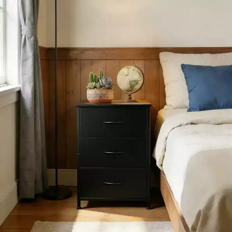 Comò elegante a 3 cassetti con cassetti in tessuto rimovibili, contenitore multifunzione per soggiorno, camera da letto, corridoio, armadio, ingresso