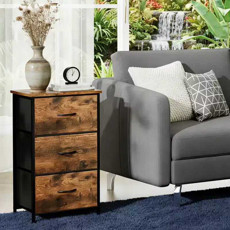 Comò elegante a 3 cassetti con cassetti in tessuto rimovibili, contenitore multifunzione per soggiorno, camera da letto, corridoio, armadio, ingresso
