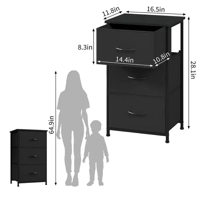 Comò elegante a 3 cassetti con cassetti in tessuto rimovibili, contenitore multifunzione per soggiorno, camera da letto, corridoio, armadio, ingresso