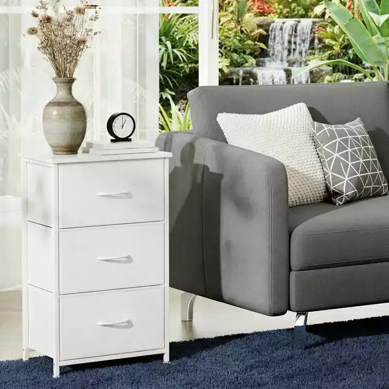 Comò elegante a 3 cassetti con cassetti in tessuto rimovibili, contenitore multifunzione per soggiorno, camera da letto, corridoio, armadio, ingresso
