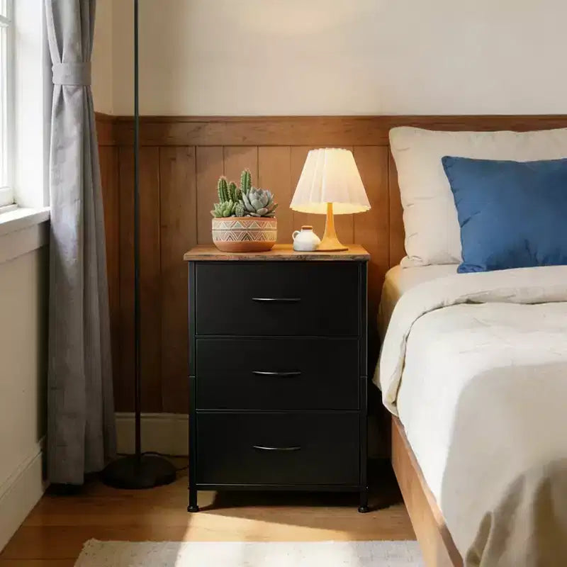 Comò elegante a 3 cassetti con cassetti in tessuto rimovibili, contenitore multifunzione per soggiorno, camera da letto, corridoio, armadio, ingresso