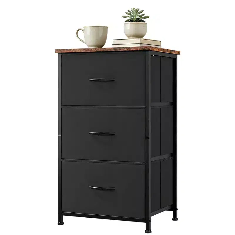 Comò elegante a 3 cassetti con cassetti in tessuto rimovibili, contenitore multifunzione per soggiorno, camera da letto, corridoio, armadio, ingresso