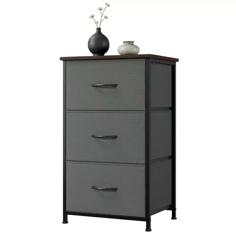 Comò elegante a 3 cassetti con cassetti in tessuto rimovibili, contenitore multifunzione per soggiorno, camera da letto, corridoio, armadio, ingresso