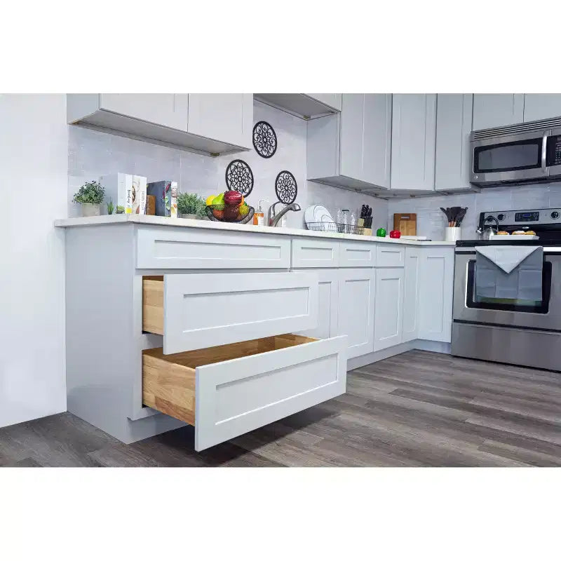 CASAINC Mobile Base Cucina Shaker 36 L x 24 P x 27 A, Struttura in Legno Massello, Vernice a Bassa Emissione di VOC a Base Acqua, Chiusura Ammortizzata, RTA, Grigio Tortora