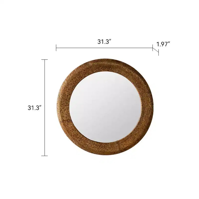 Specchio da Parete Rotondo di Lusso da 31 Pollici con Cornice in Ferro Battuto, Specchio Accento Rustico per Soggiorno, Ingresso o Corridoio-Panipeachy