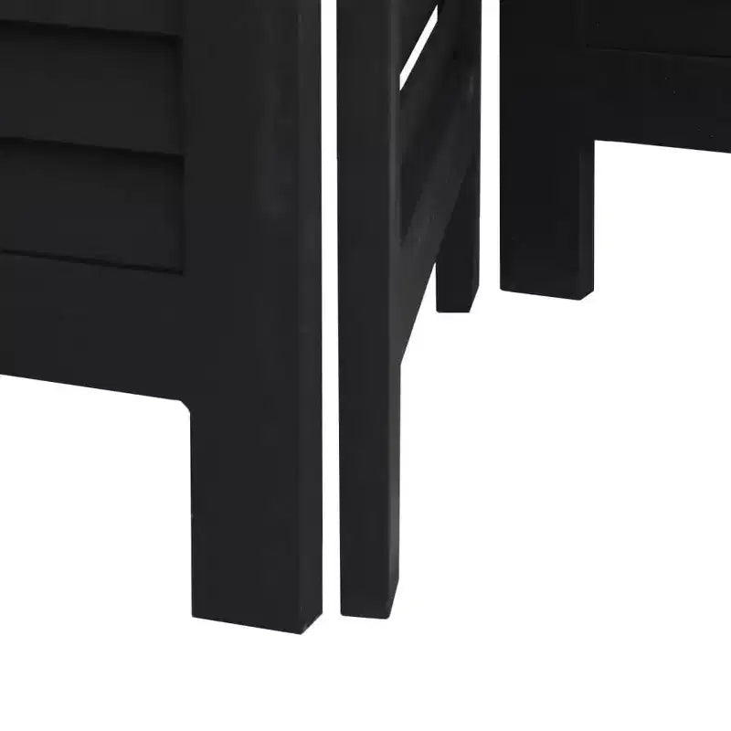 vidaXL Divisorio per Stanza 4 Pannelli Nero in Legno Massello di Paulownia