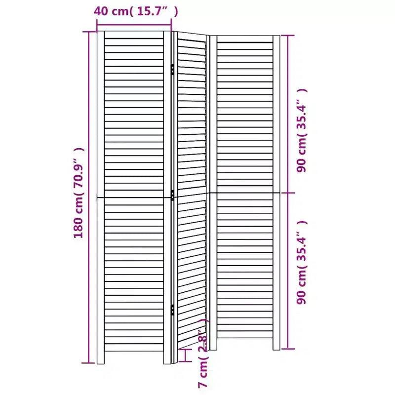 vidaXL Divisorio per Stanza 4 Pannelli Nero in Legno Massello di Paulownia