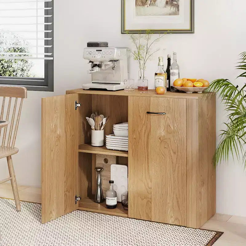 Costway Mobile Contenitore a Terra Credenza con Doppie Ante Mobile Buffet da Cucina in Legno