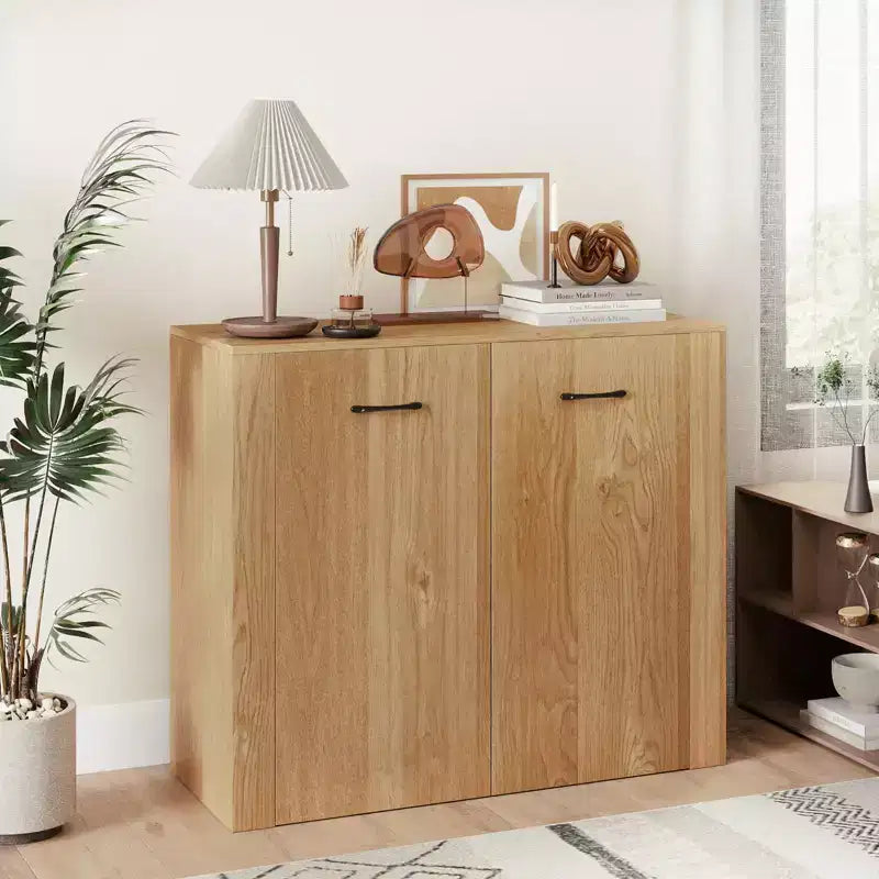 Costway Mobile Contenitore a Terra Credenza con Doppie Ante Mobile Buffet da Cucina in Legno