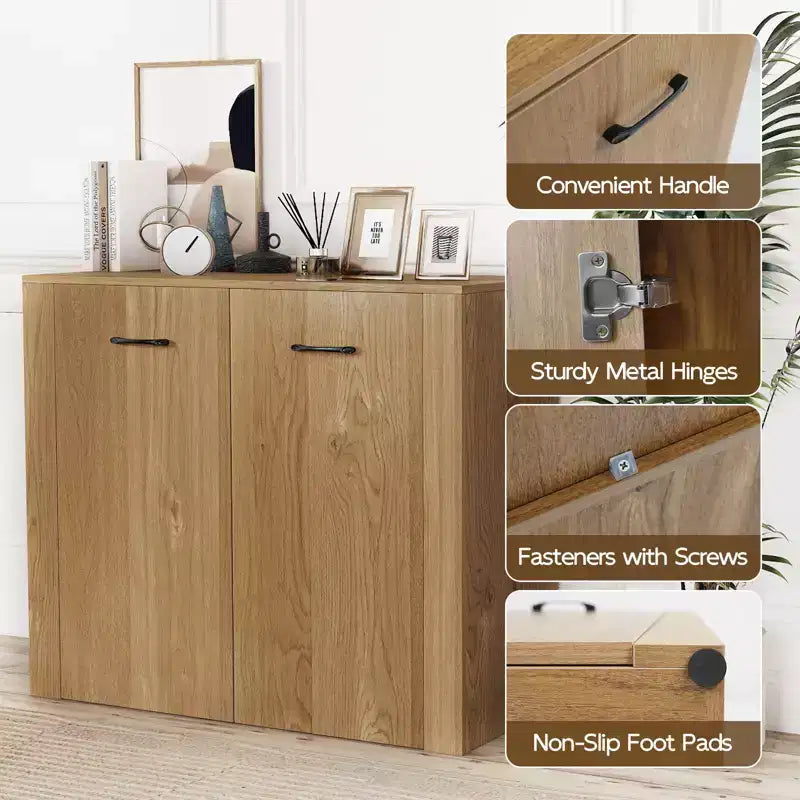 Costway Mobile Contenitore a Terra Credenza con Doppie Ante Mobile Buffet da Cucina in Legno