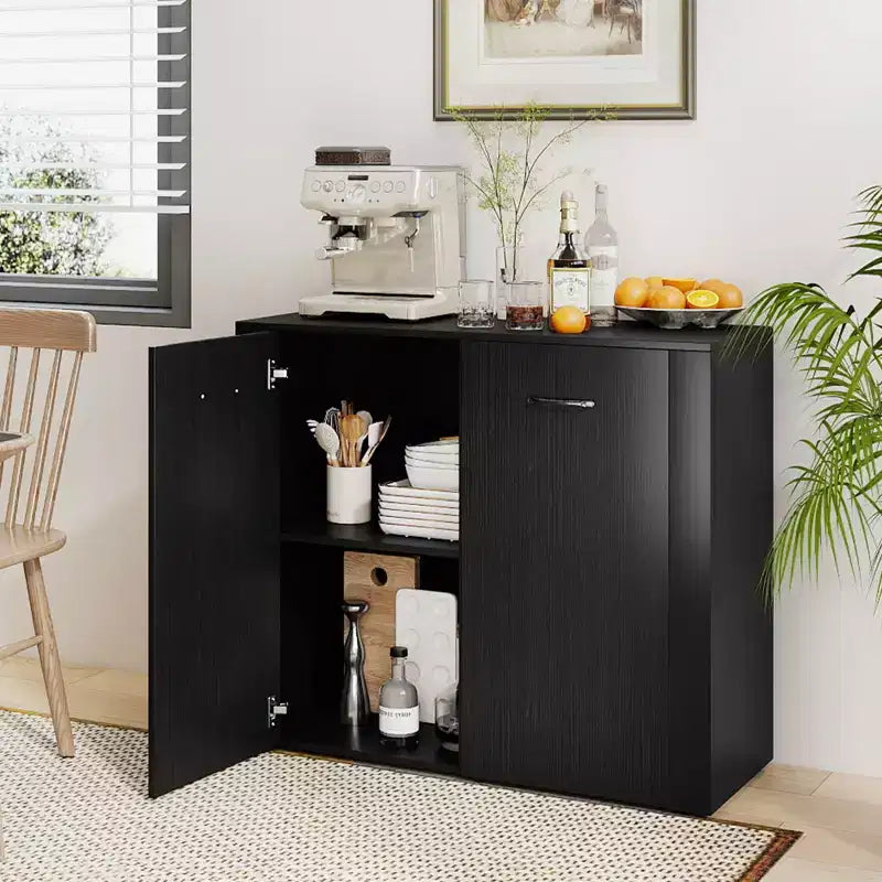 Costway Mobile Contenitore a Terra Credenza con Doppie Ante Mobile Buffet da Cucina in Legno
